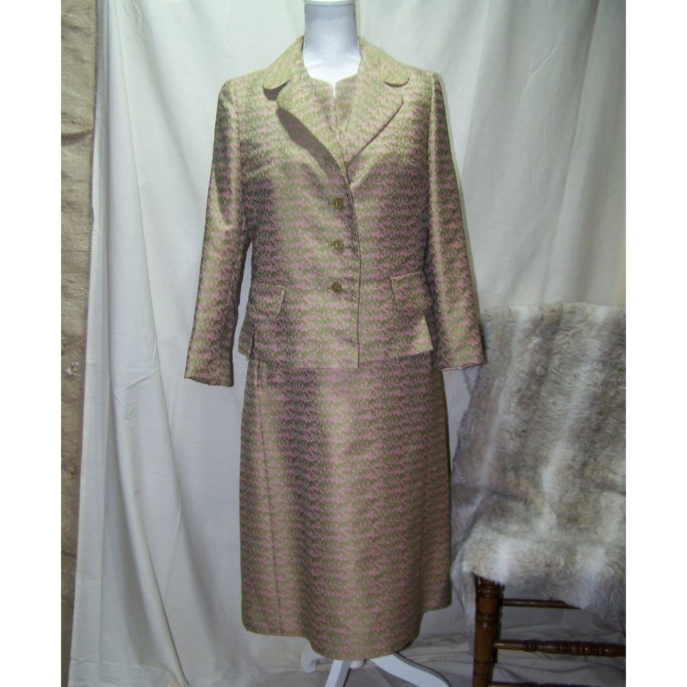 Vintage Dress Jacket Blazer Custom Casuals Green Pink Small Medium